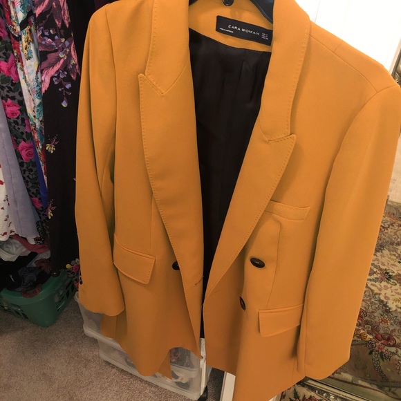 NWOT Zara Emrata Wedding Mustard Yellow Blazer - Picture 1 of 3